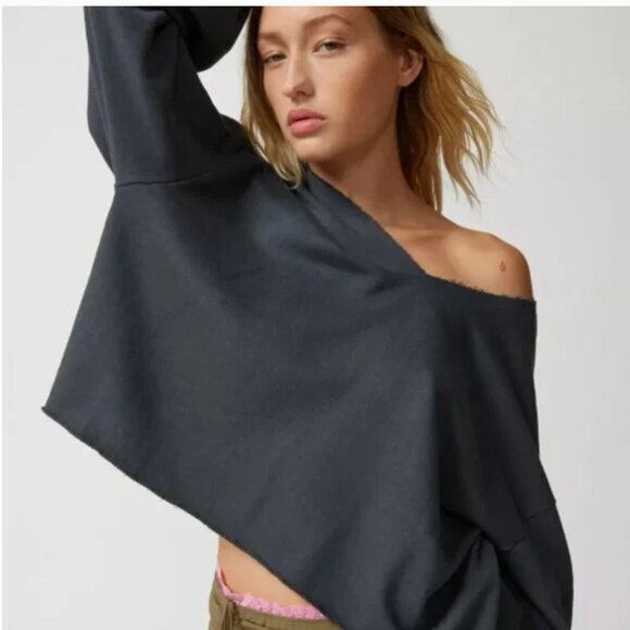 Urban Outfitters Out From Under Notch Neck Sweatshirt - Black - Picture 1 of 6